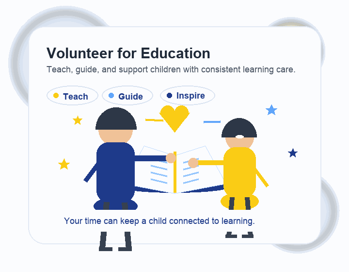 Animated volunteer education support illustration