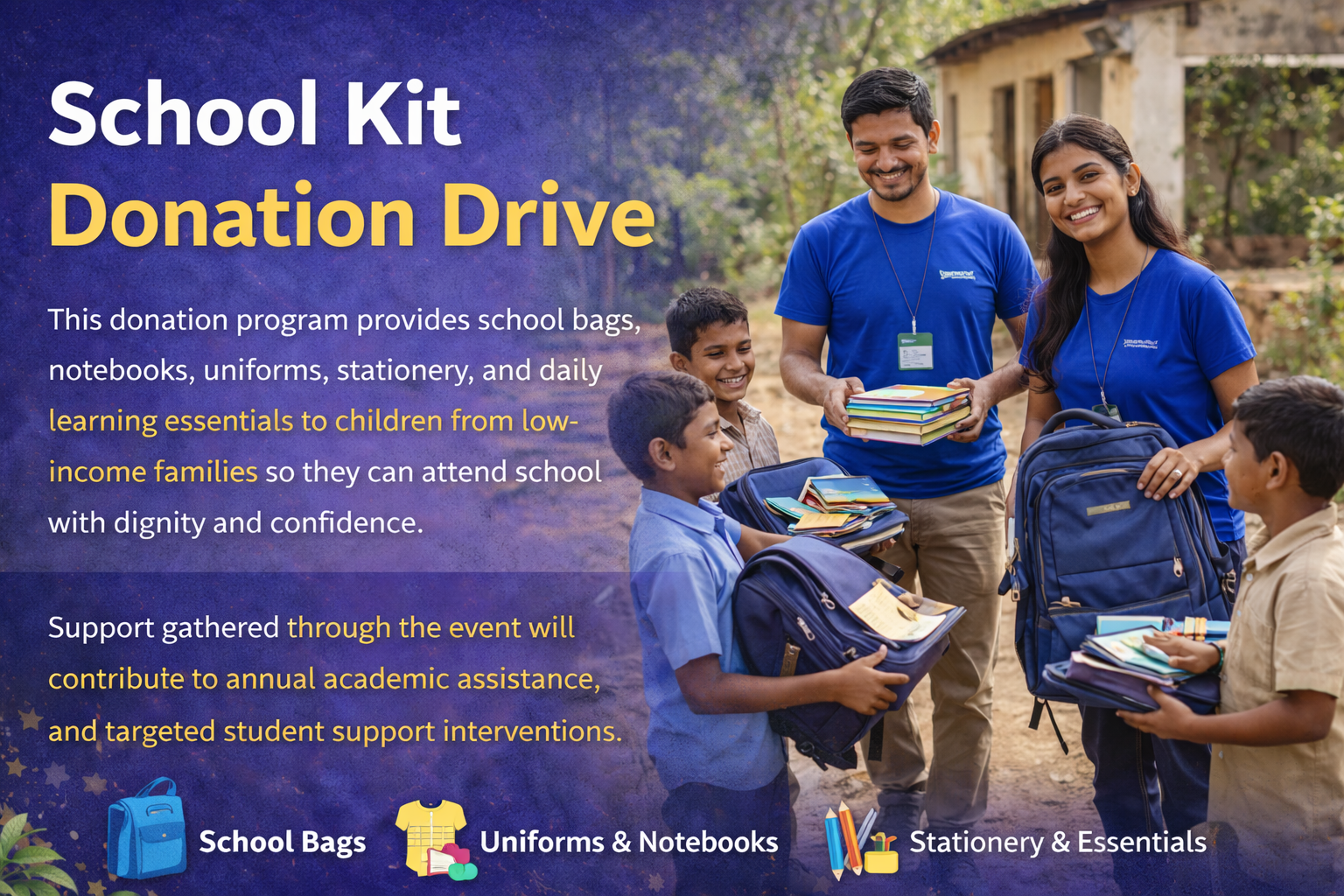 School Kit Donation Drive banner
